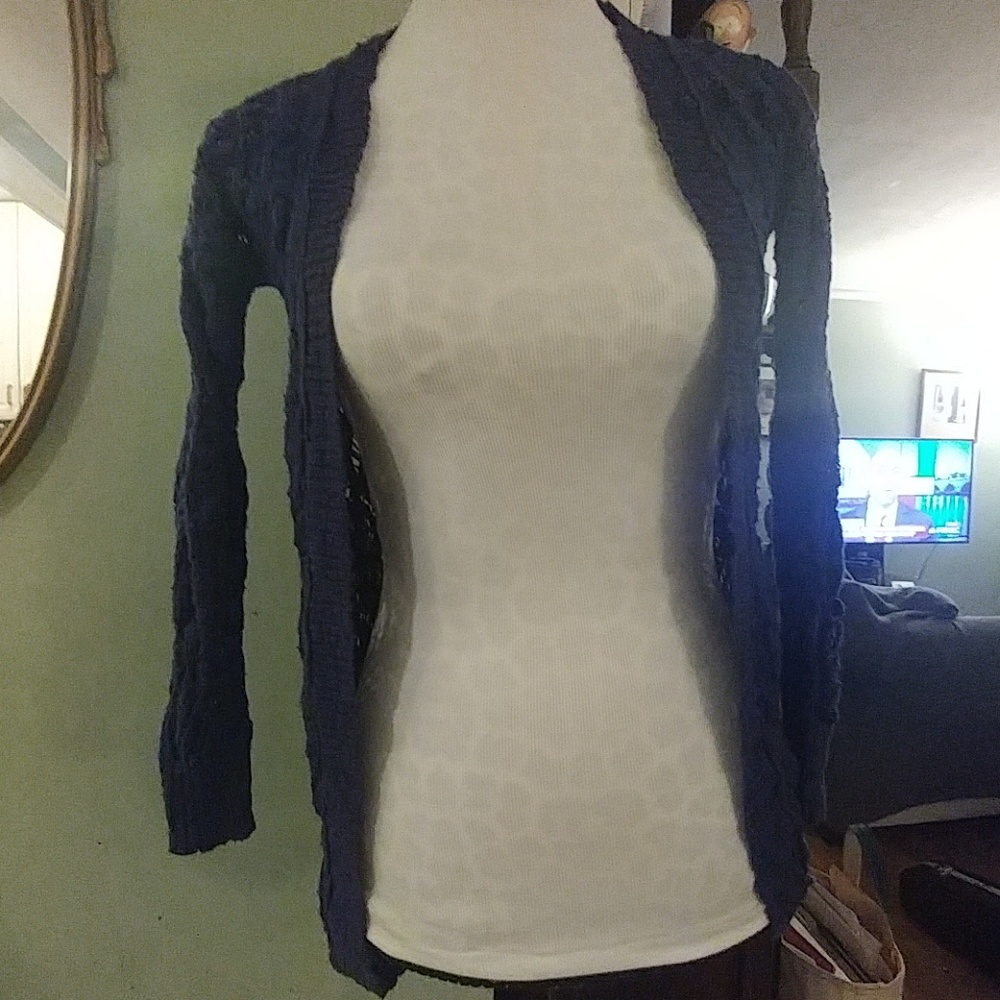 Aeropostale crochet open front cardigan sweater